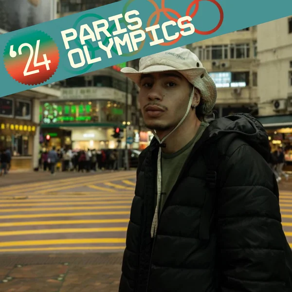 ​A portrait of Moroccan b-boy Bilal Mallkah at the center of an urban square.
