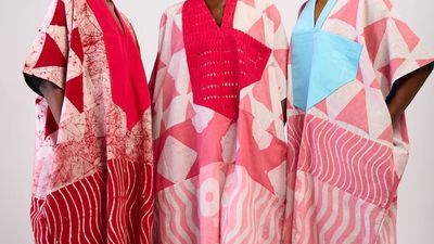 A photo of three models wearing Dye Lab’s pieces.