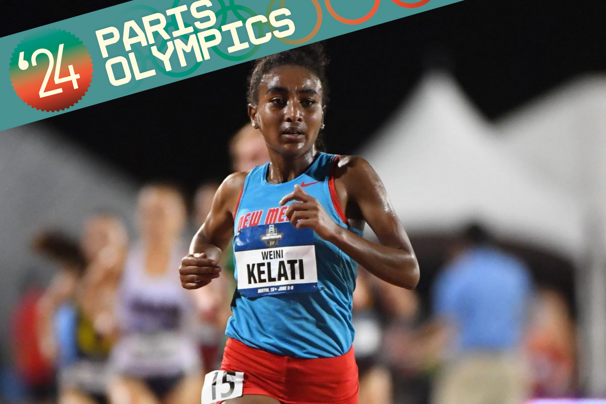 A photo of Weini Kelati running.
